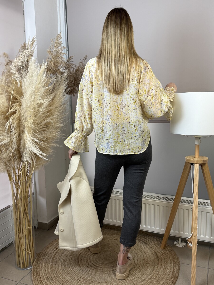 Virágmintás blúz - sárga - Kép 15