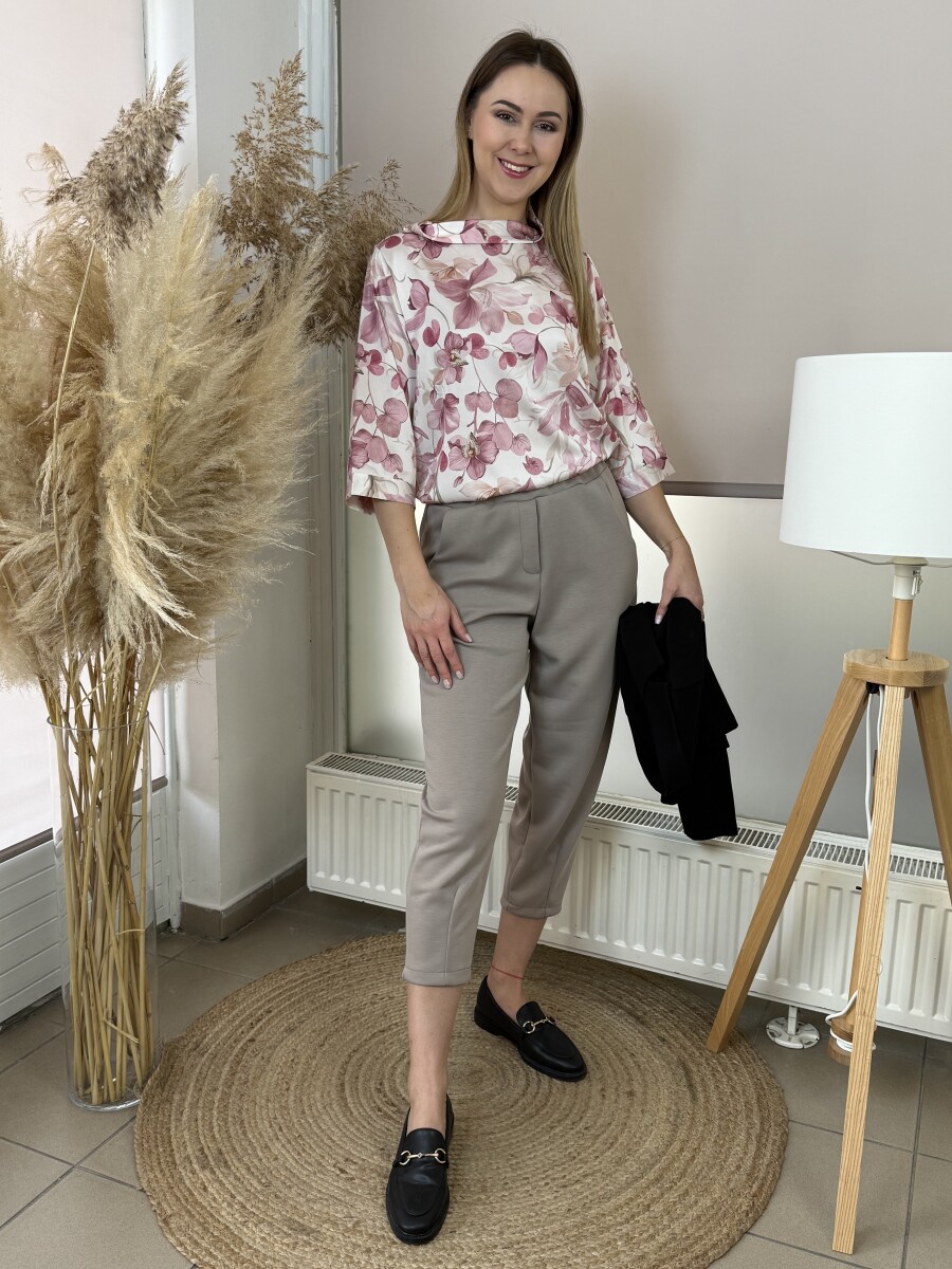 Szatén hatású mintás blúz - rózsaszín - Kép 4