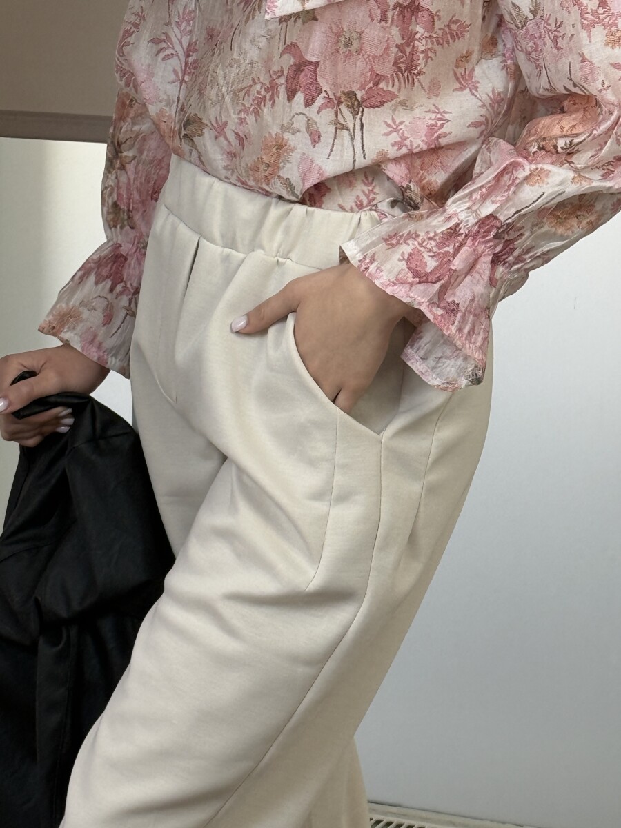 Zsebes lezser nadrág - bézs - Kép 11