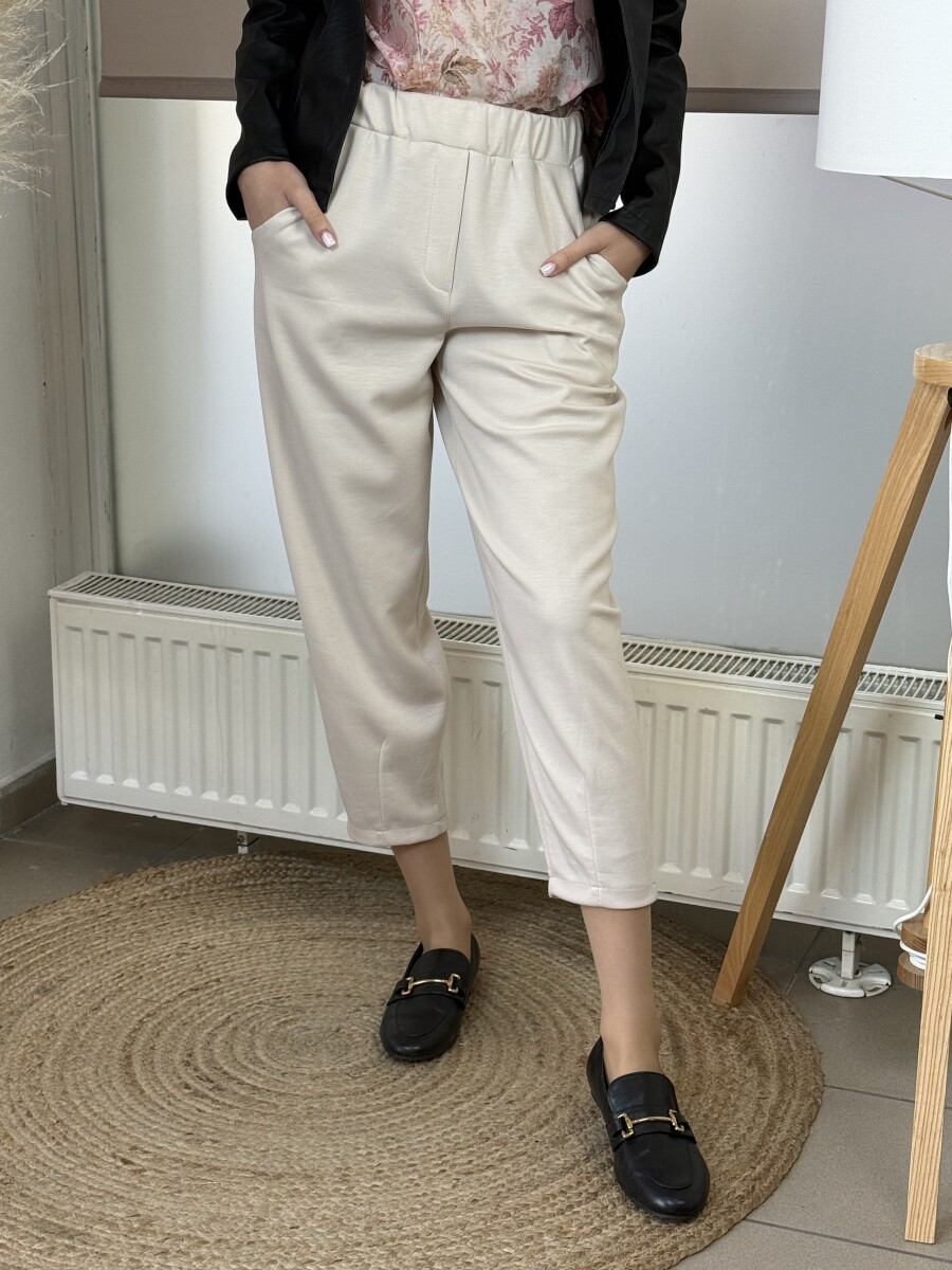 Zsebes lezser nadrág - bézs - Kép 4