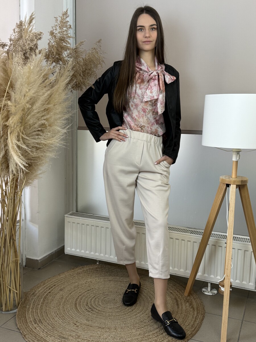 Zsebes lezser nadrág - bézs - Kép 5