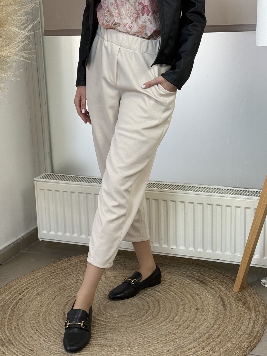 Zsebes lezser nadrág - bézs - Kép 3