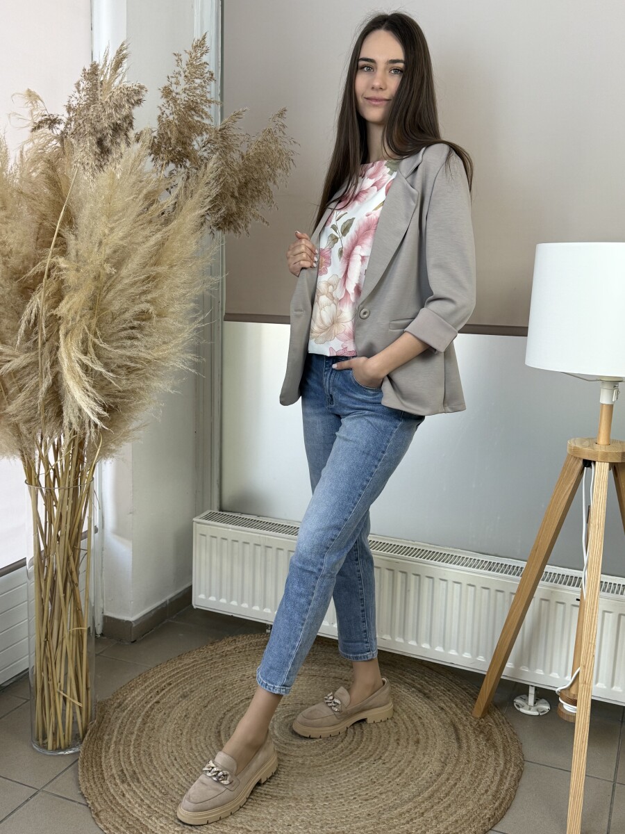 Gombos lezser blézer - homok - Kép 3