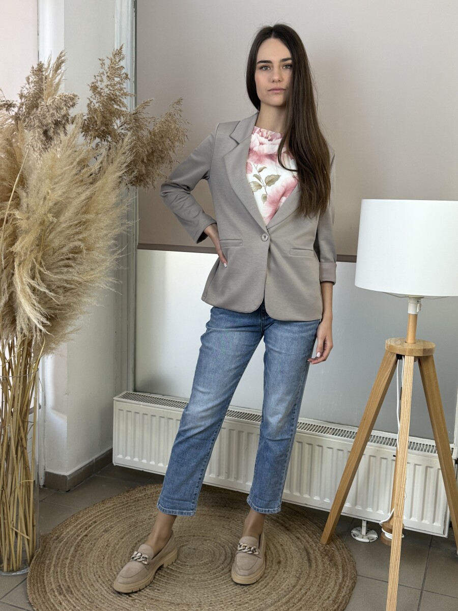 Gombos lezser blézer - homok - Kép 4