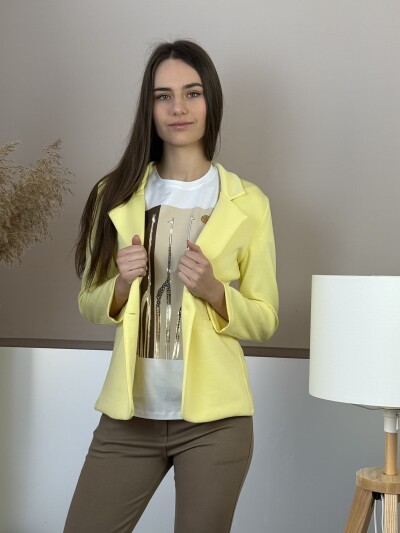 Gombos lezser blézer - sárga