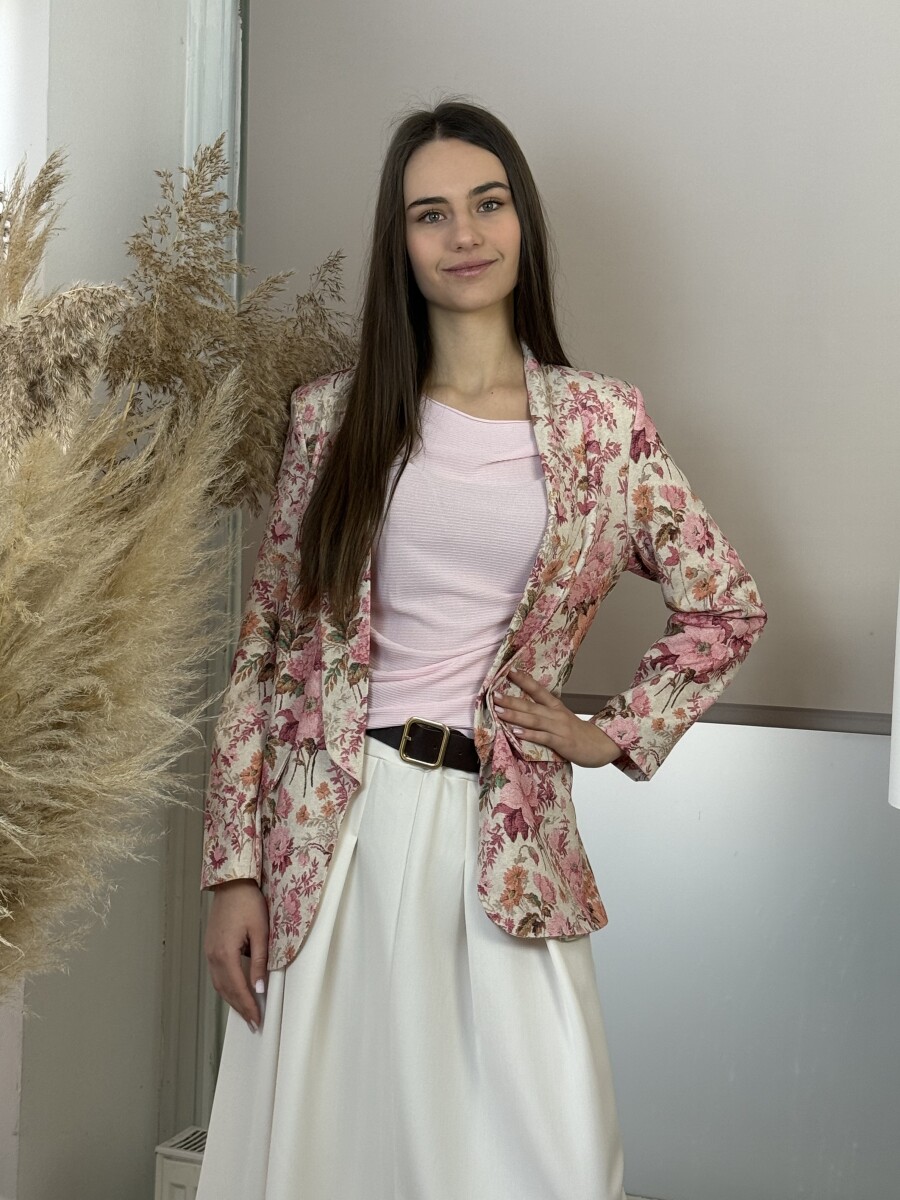 Virágos zakó - rózsaszín - Kép 7
