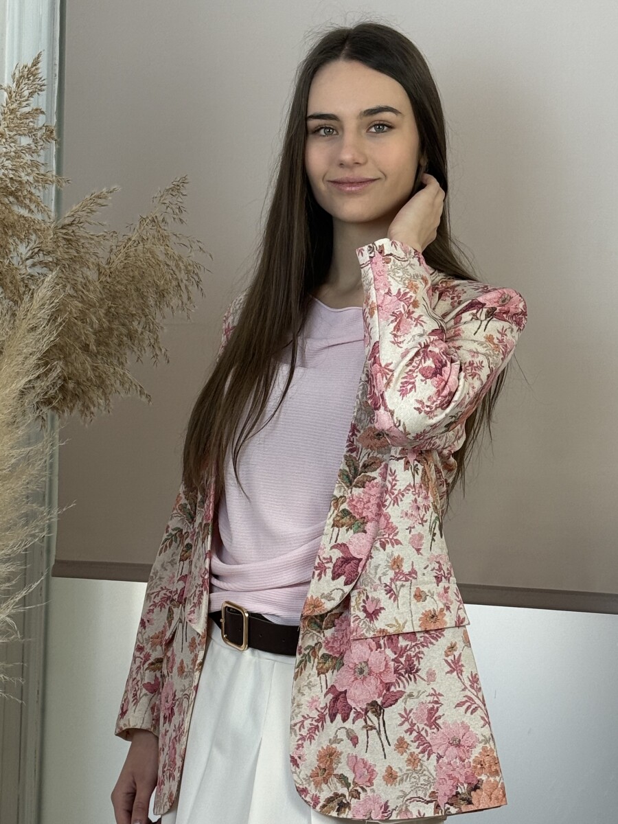 Virágos zakó - rózsaszín - Kép 9