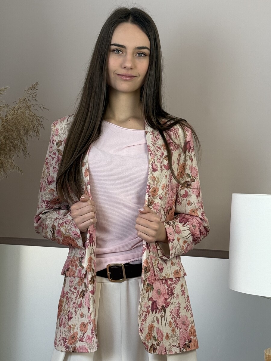 Virágos zakó - rózsaszín - Kép 8