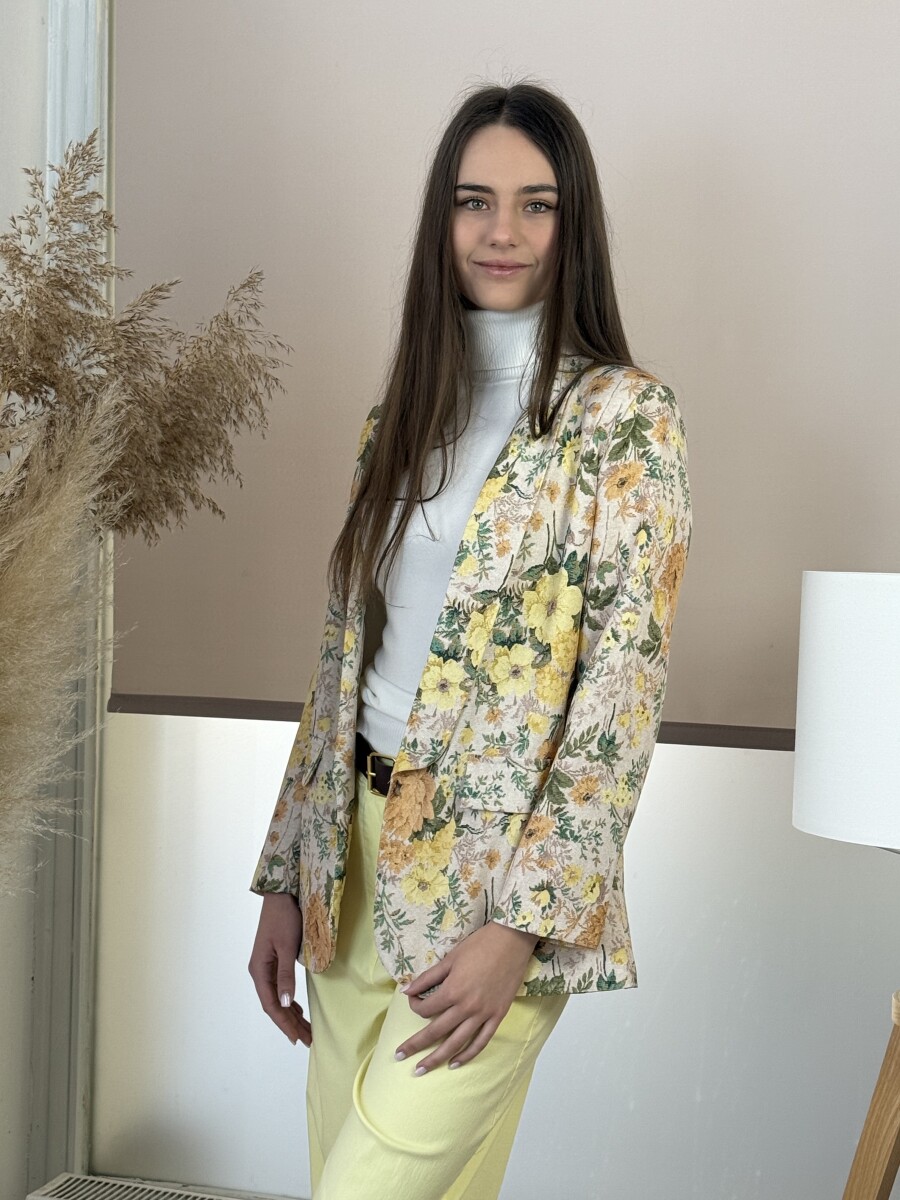 Virágos zakó - sárga - Kép 5