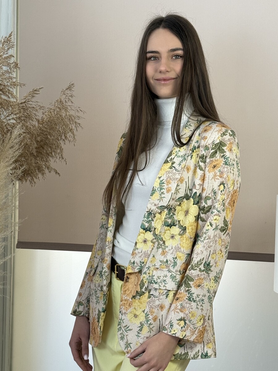 Virágos zakó - sárga - Kép 8
