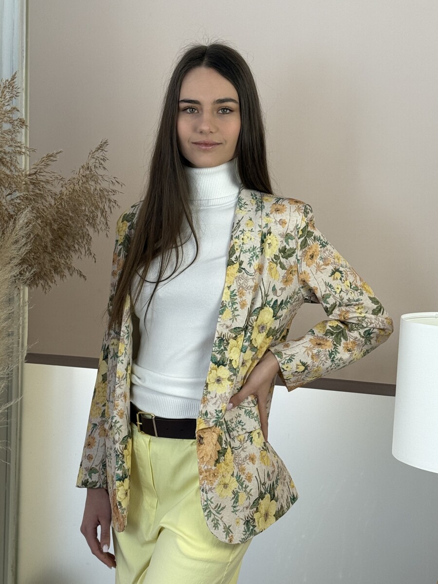 Virágos zakó - sárga - Kép 2