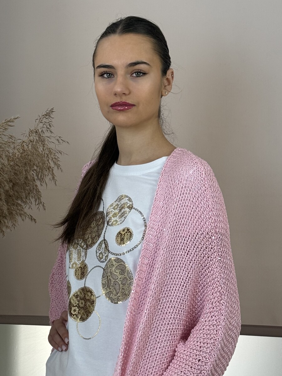 Horgolt kardigán - rózsaszín - Kép 9
