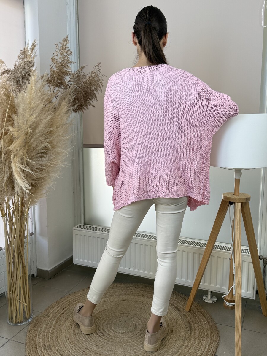 Horgolt kardigán - rózsaszín - Kép 11
