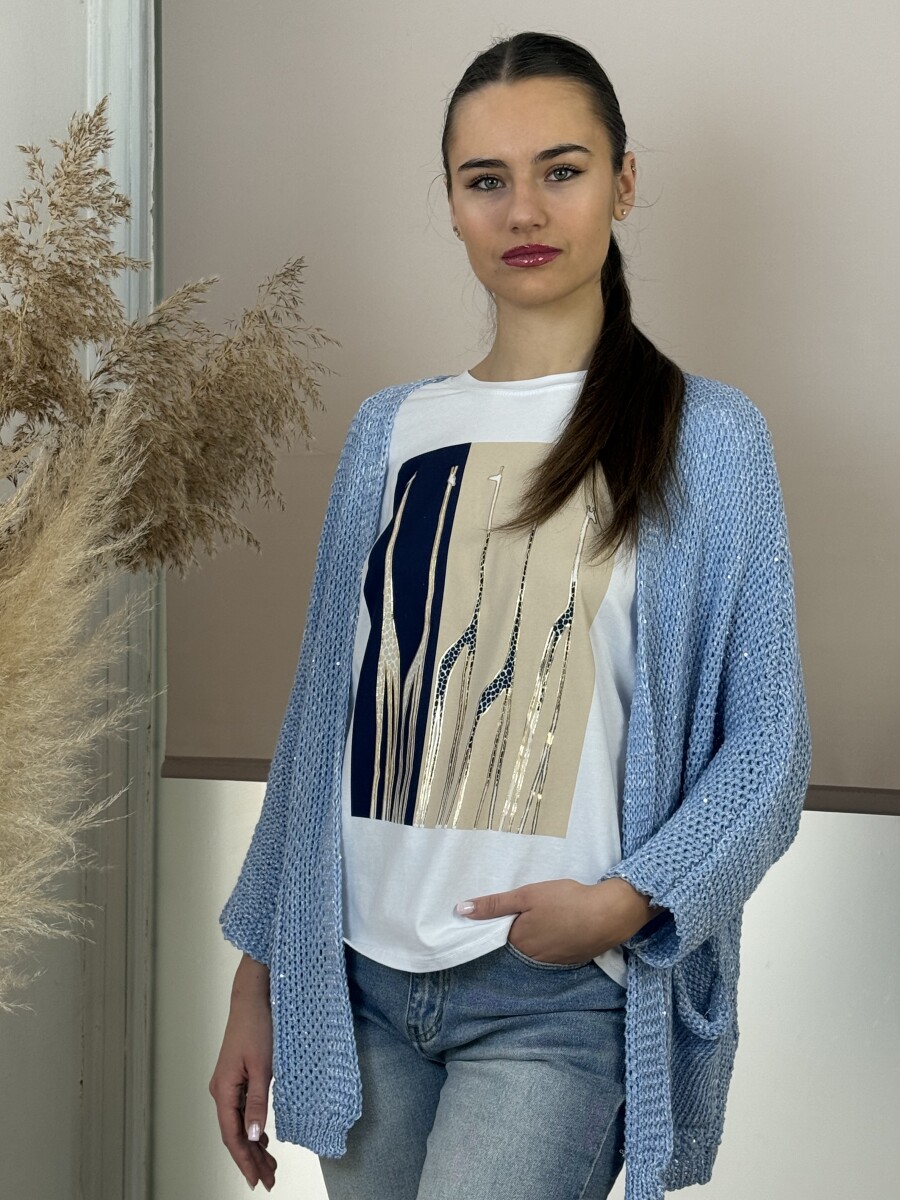 Horgolt kardigán - világoskék - Kép 6