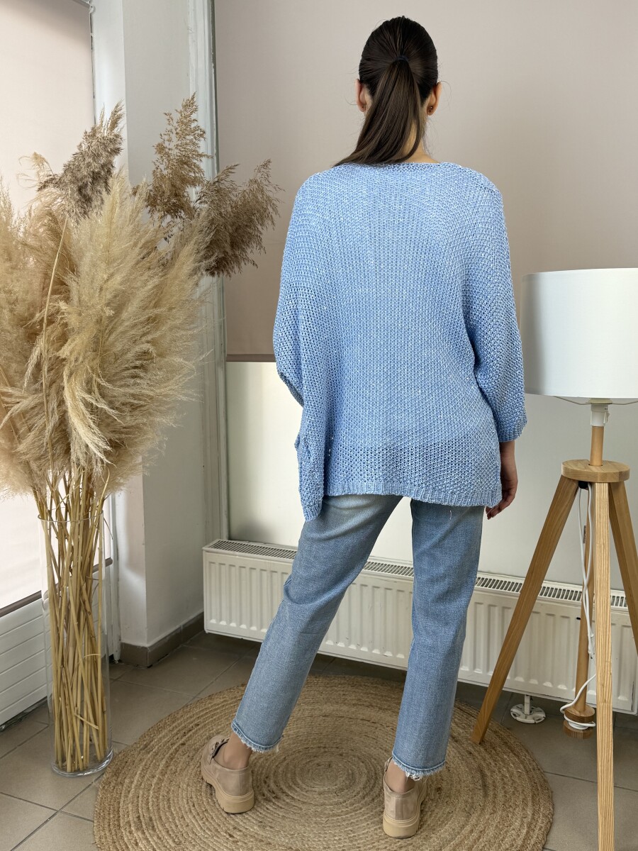 Horgolt kardigán - világoskék - Kép 12