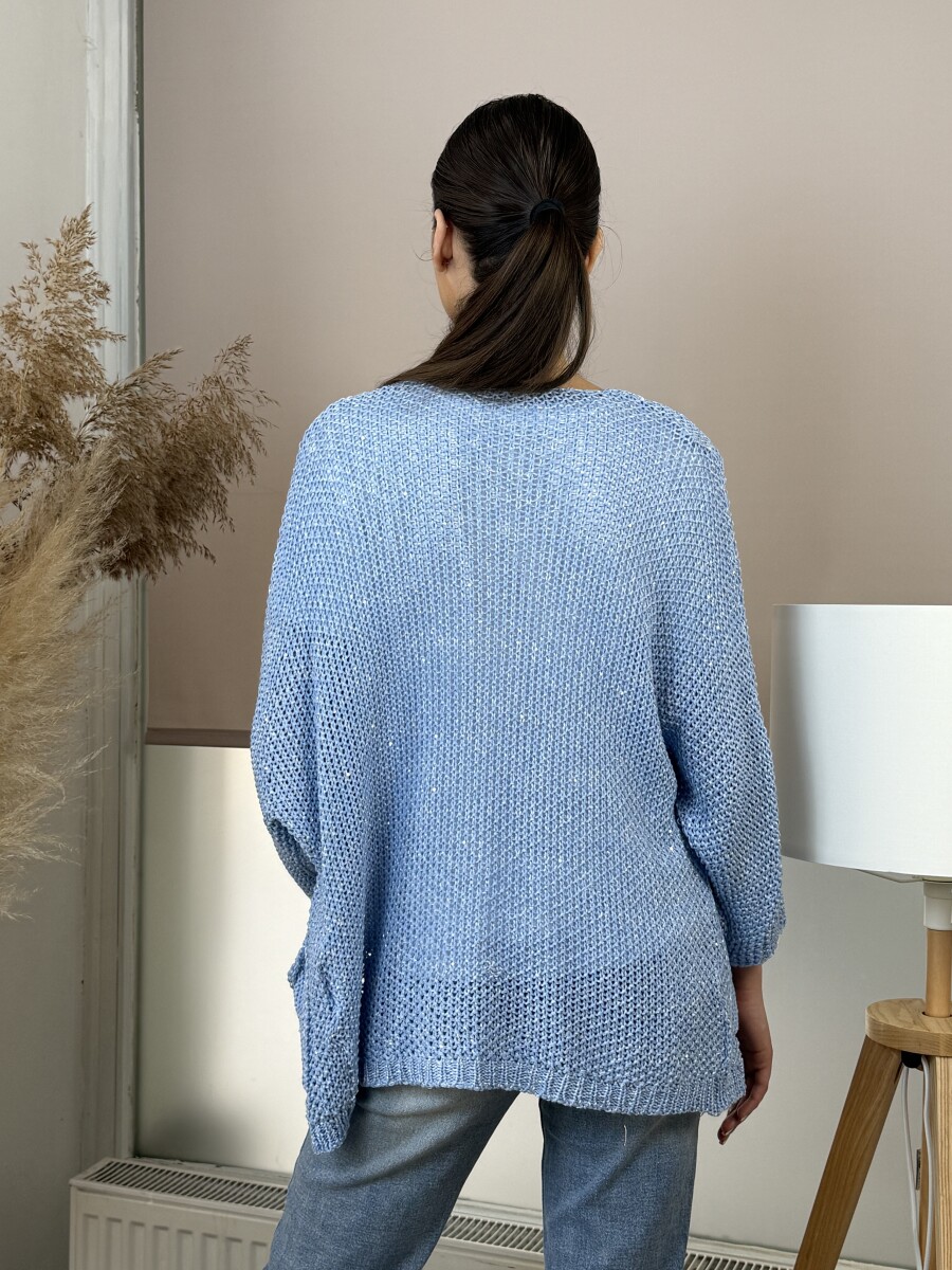 Horgolt kardigán - világoskék - Kép 9