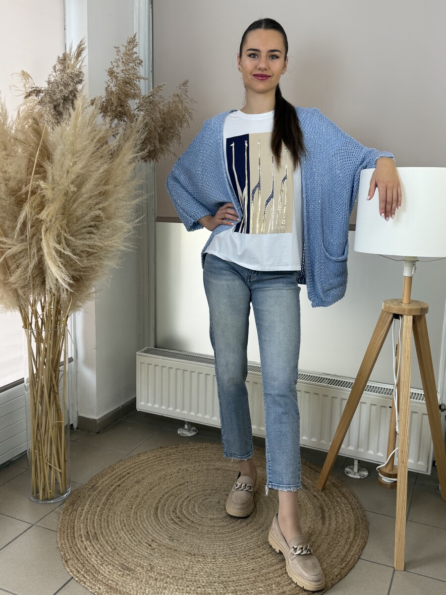 Horgolt kardigán - világoskék - Kép 4