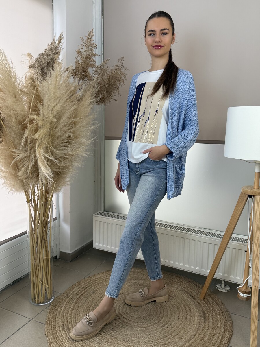 Horgolt kardigán - világoskék - Kép 3