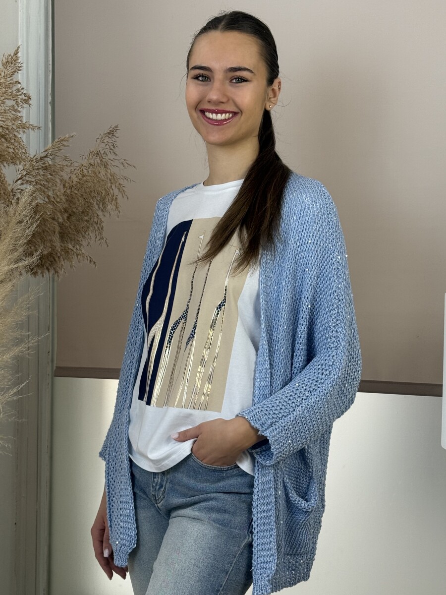 Horgolt kardigán - világoskék - Kép 11