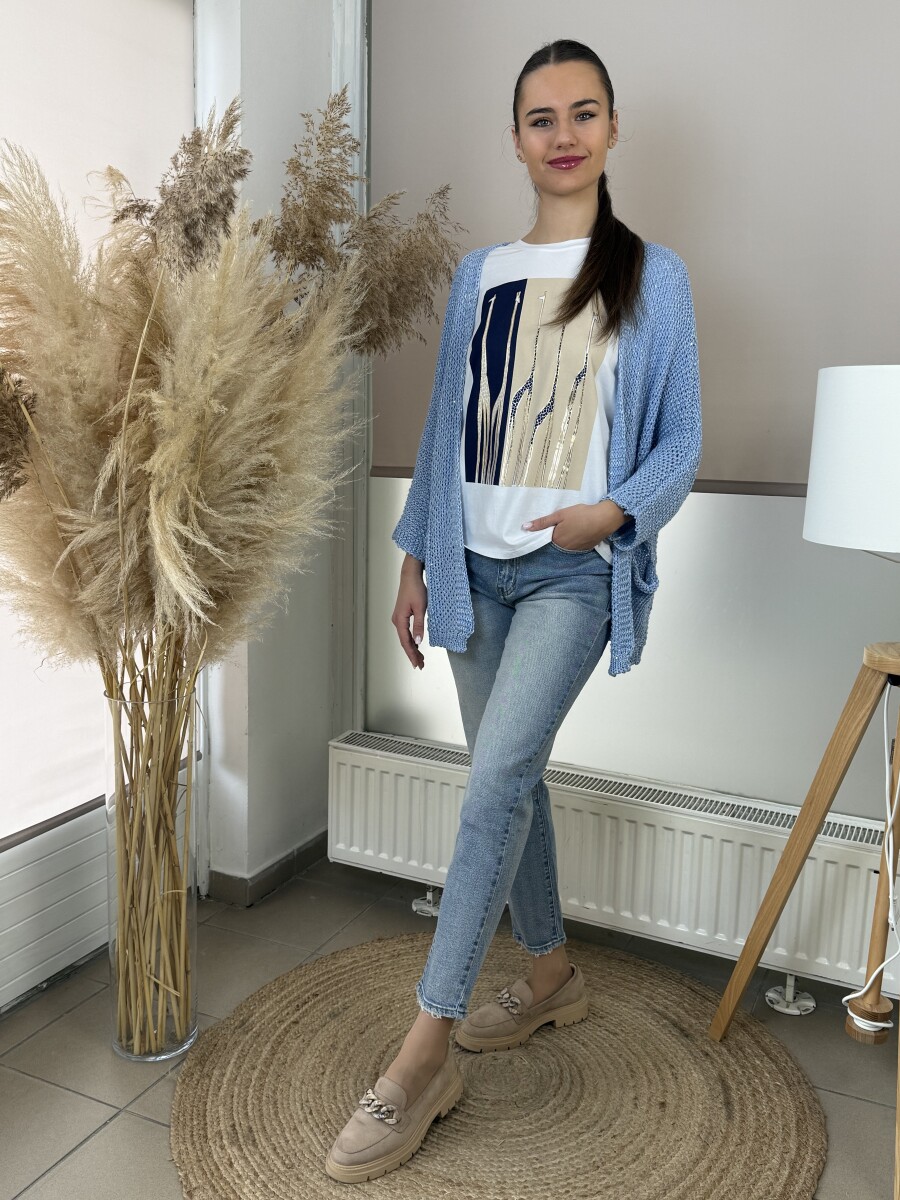 Horgolt kardigán - világoskék - Kép 7