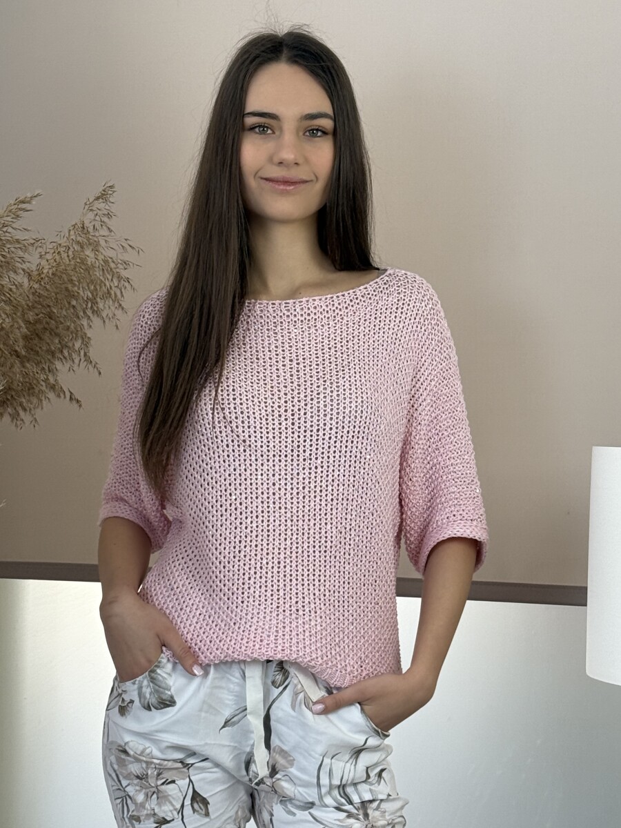 Horgolt pulóver - rózsaszín - Kép 6