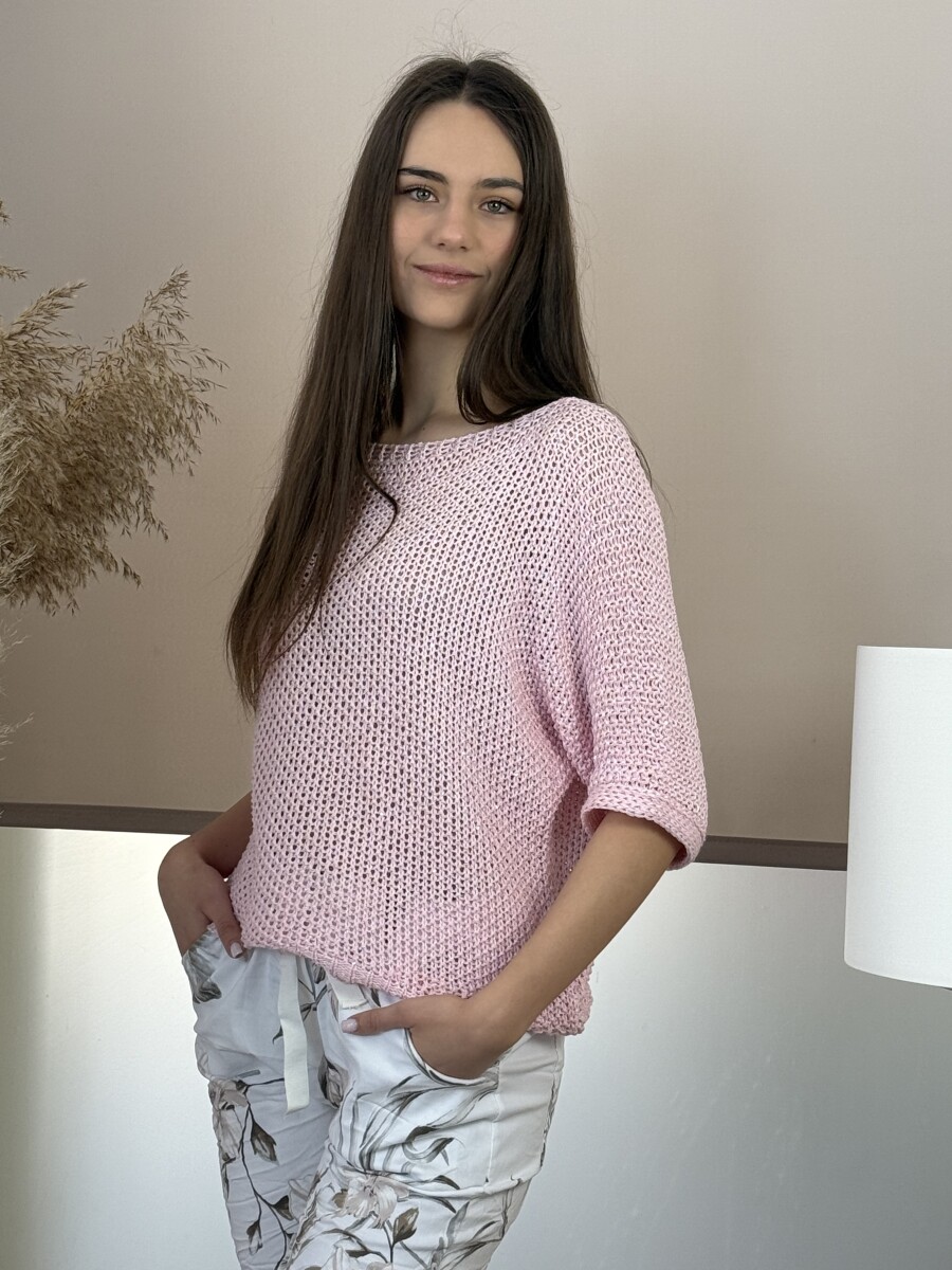 Horgolt pulóver - rózsaszín - Kép 9