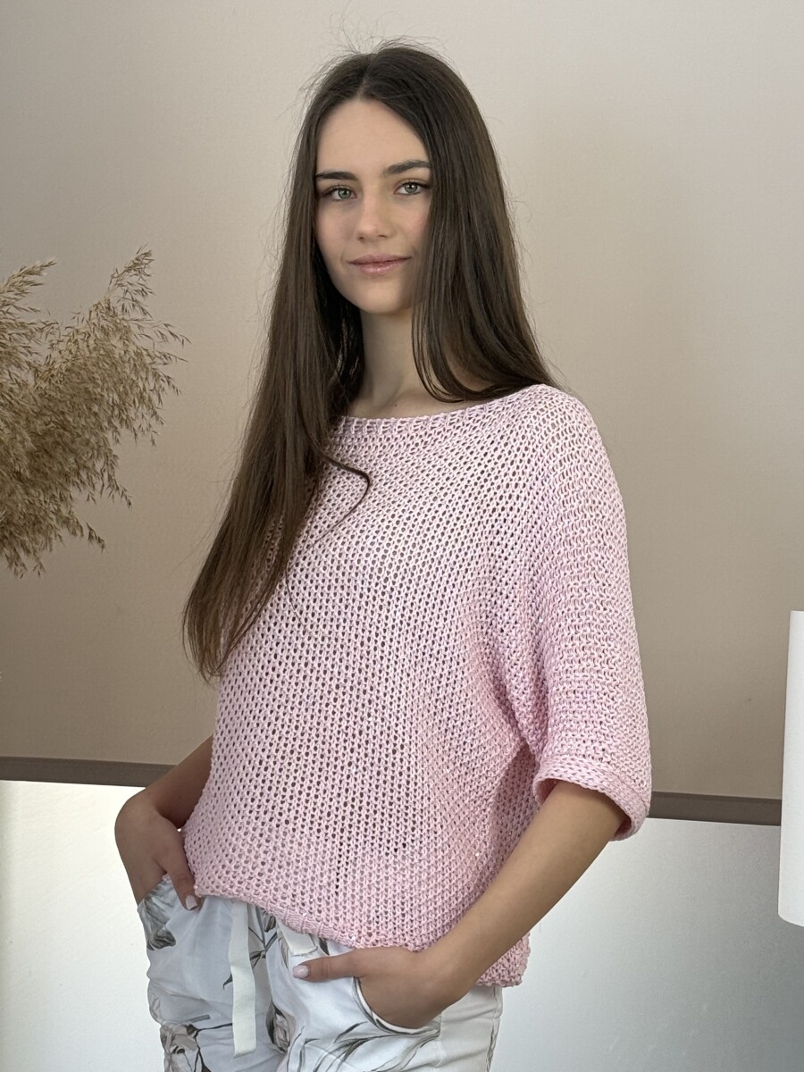 Horgolt pulóver - rózsaszín - Kép 2
