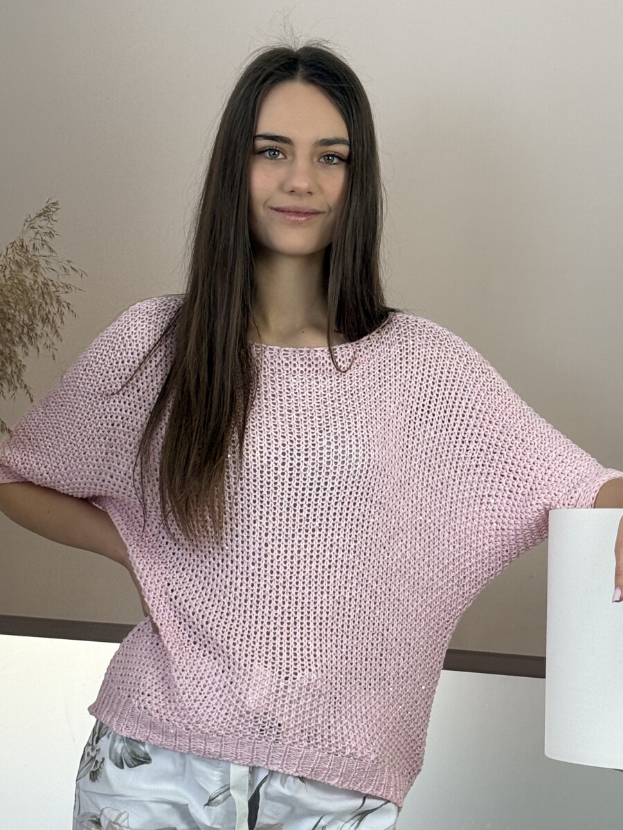 Horgolt pulóver - rózsaszín - Kép 10