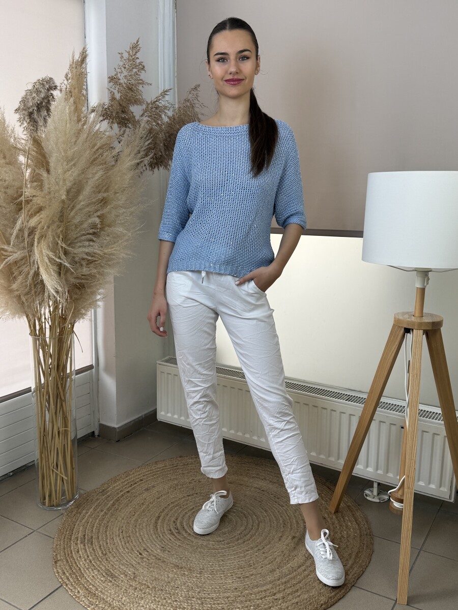 Horgolt pulóver - világoskék - Kép 12