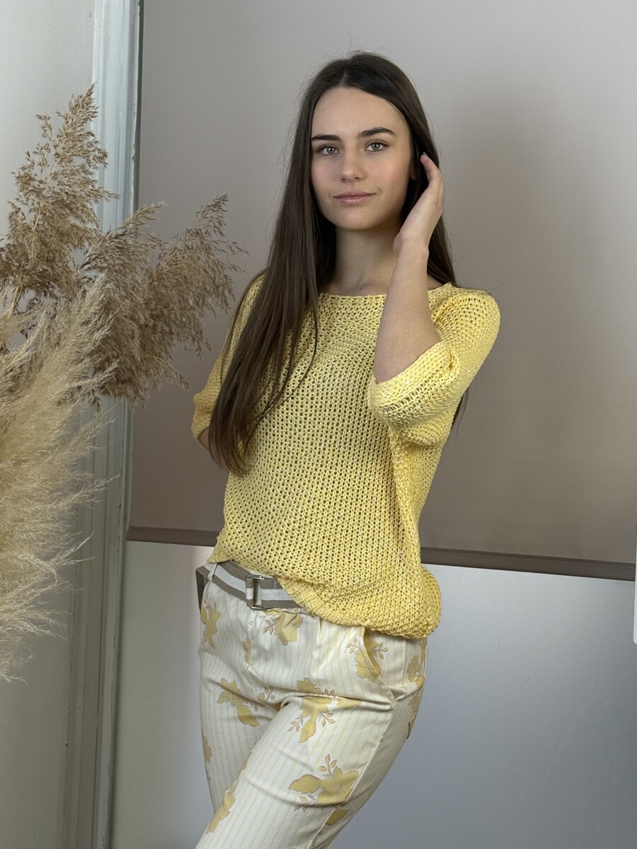Horgolt pulóver - sárga - Kép 2