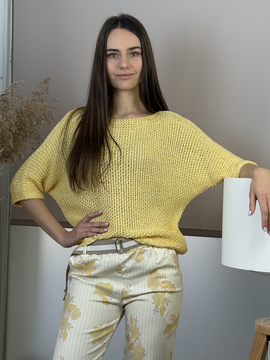 Horgolt pulóver - sárga - Kép 10