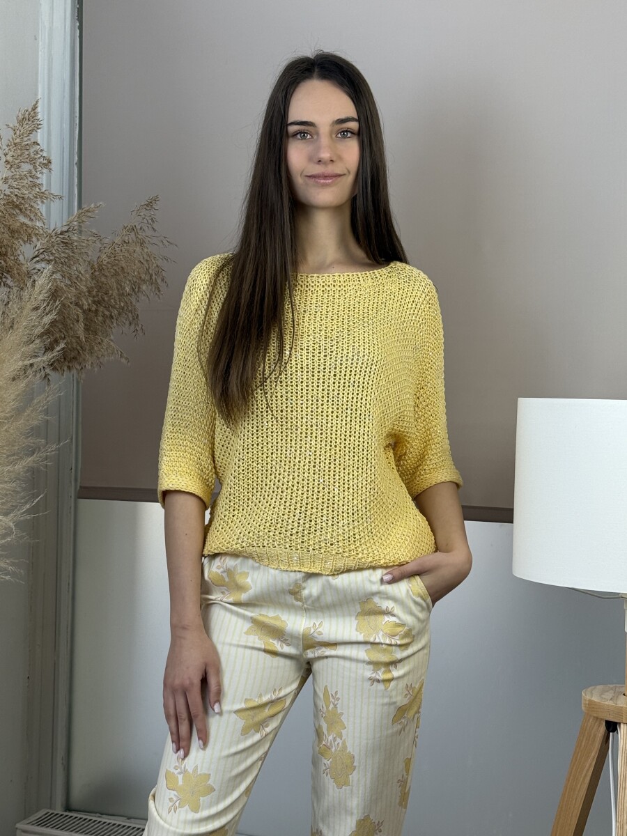 Horgolt pulóver - sárga - Kép 6