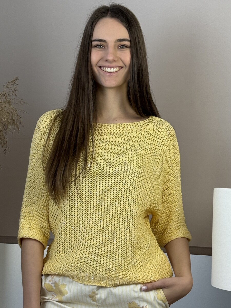 Horgolt pulóver - sárga - Kép 4