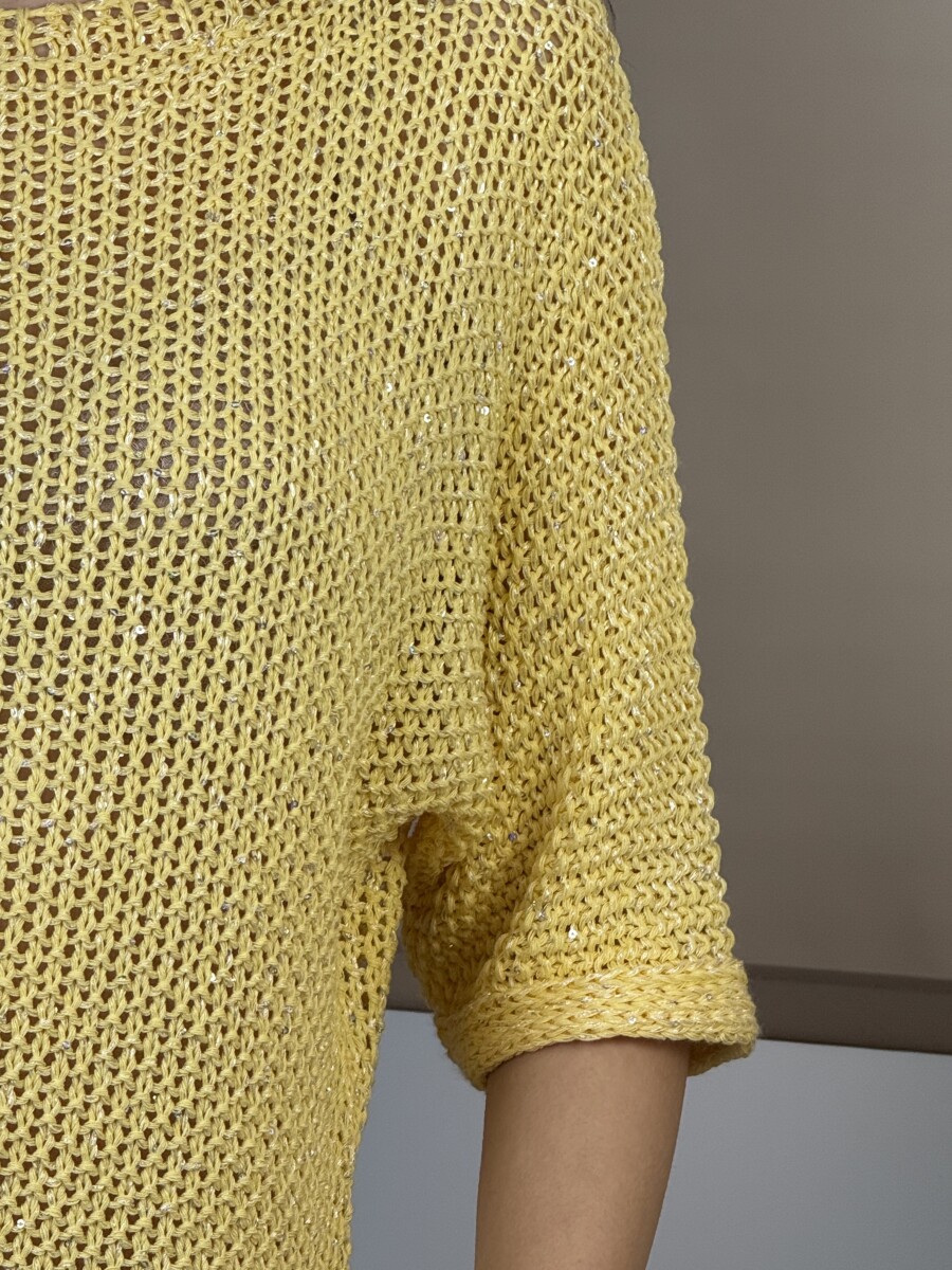 Horgolt pulóver - sárga - Kép 5