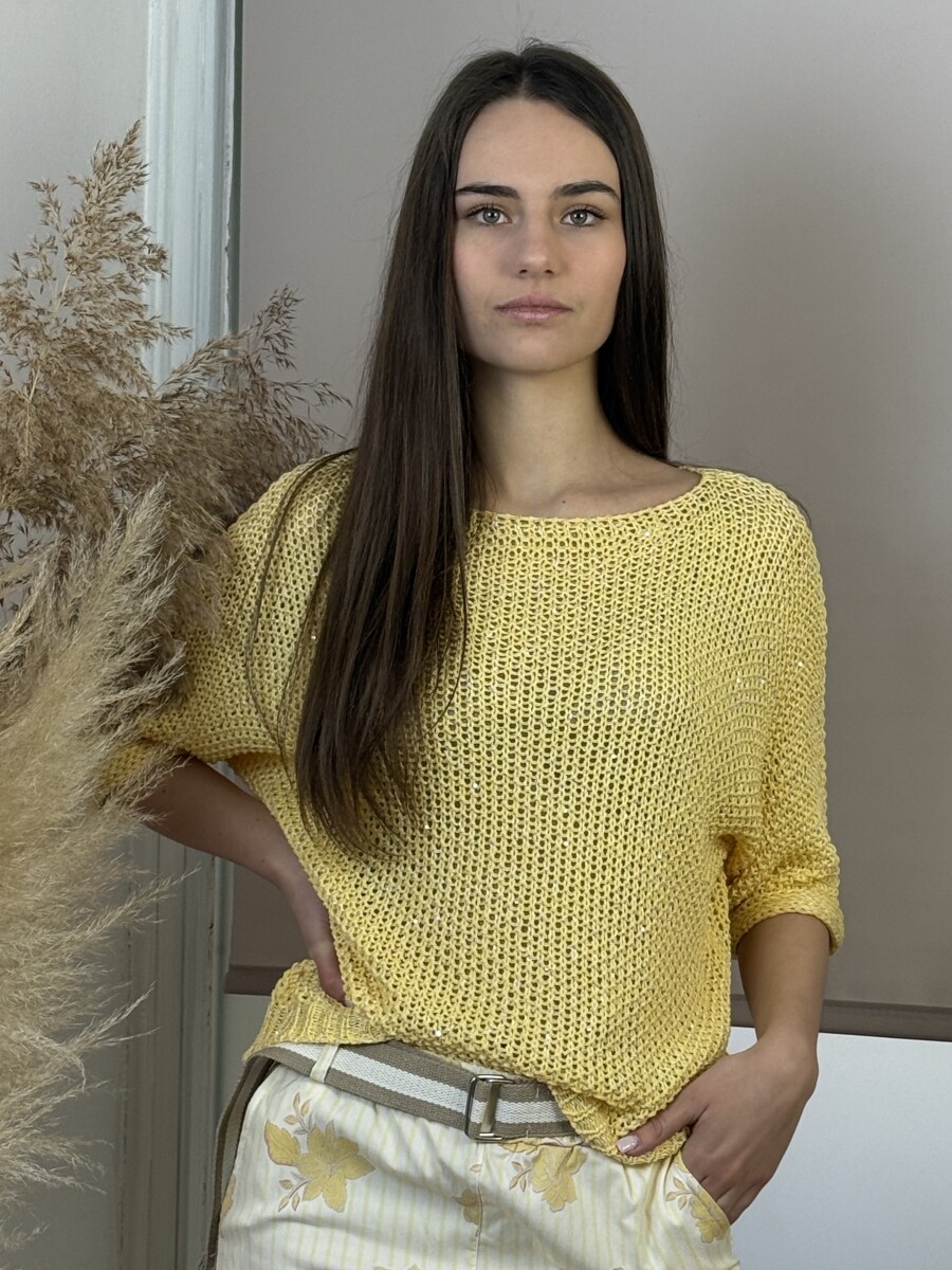 Horgolt pulóver - sárga - Kép 12