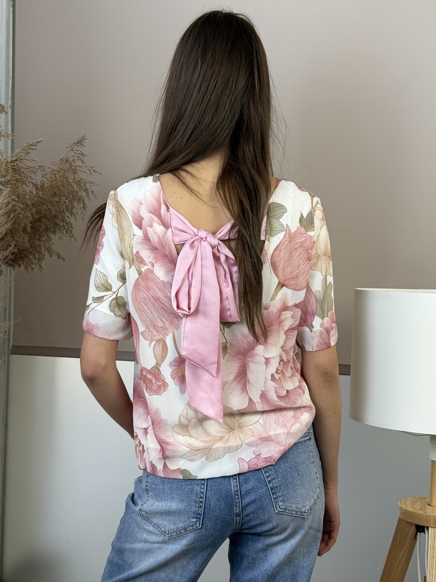 Virágmintás blúz kötővel - rózsaszín - Kép 18