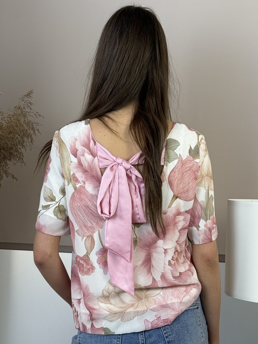 Virágmintás blúz kötővel - rózsaszín - Kép 13