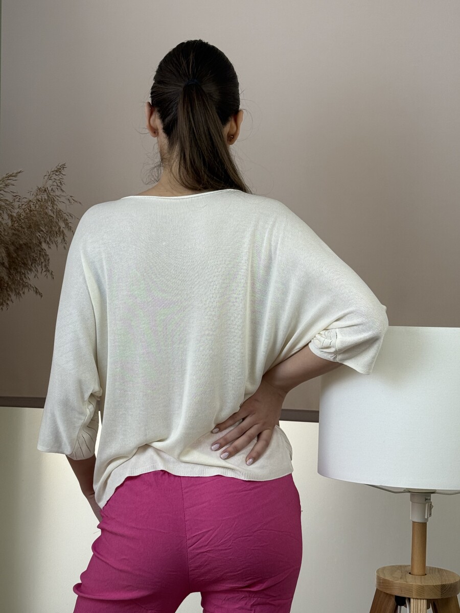 Denevérujjas köves pulóver - bézs - Kép 10