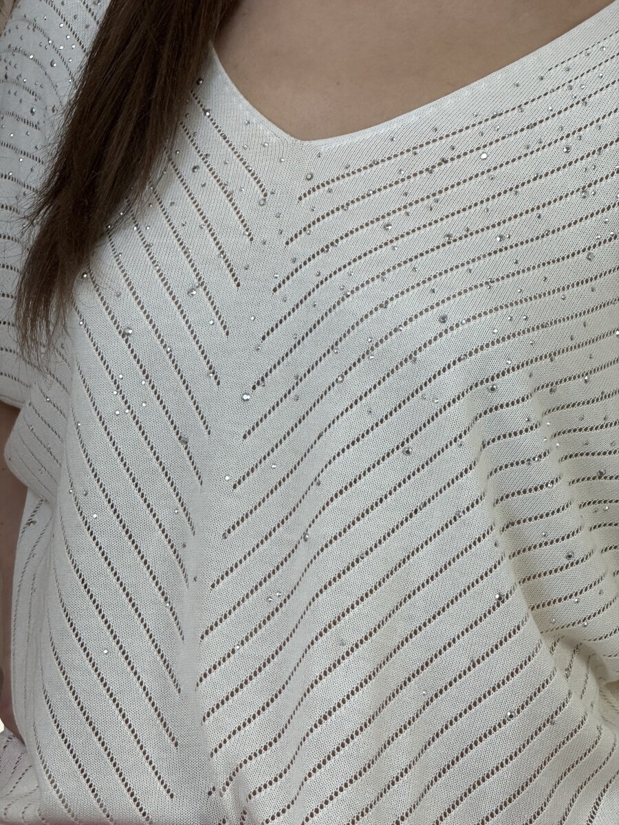 Denevérujjas köves pulóver - bézs - Kép 6