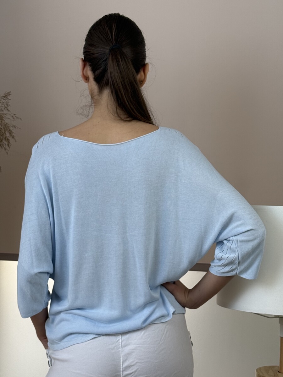 Denevérujjas köves pulóver - világoskék - Kép 8