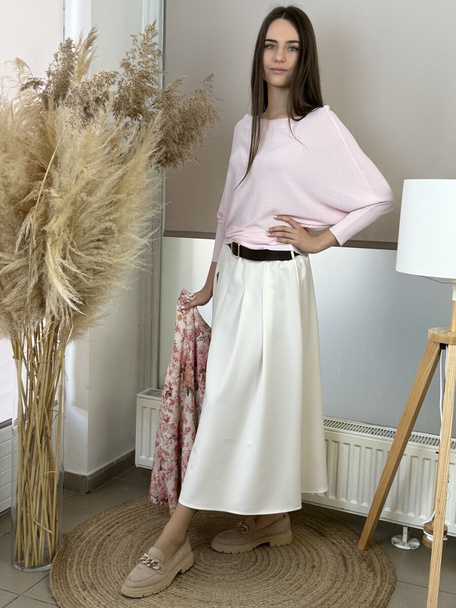 Vékony denevérujjú pulóver - rózsaszín - Kép 3