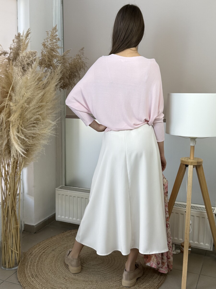 Vékony denevérujjú pulóver - rózsaszín - Kép 14