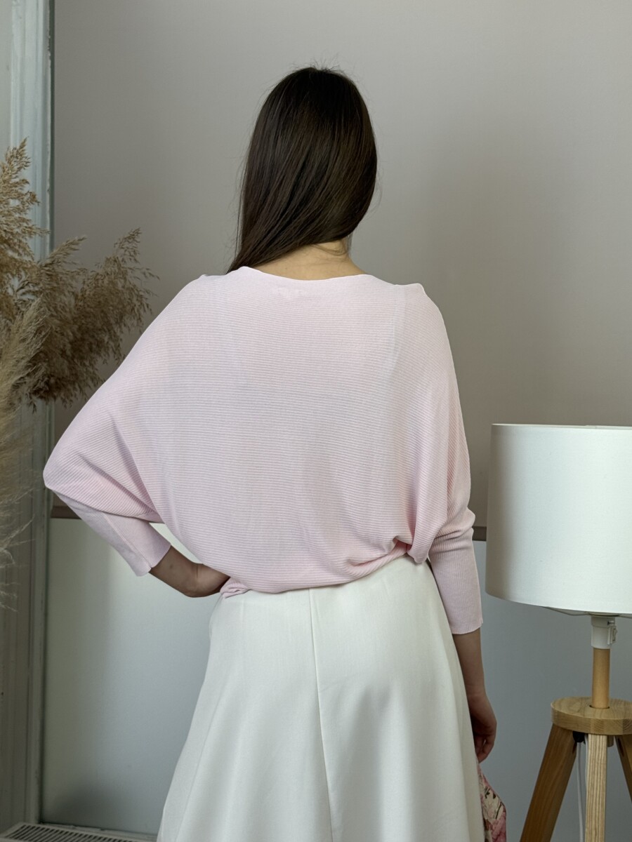 Vékony denevérujjú pulóver - rózsaszín - Kép 9