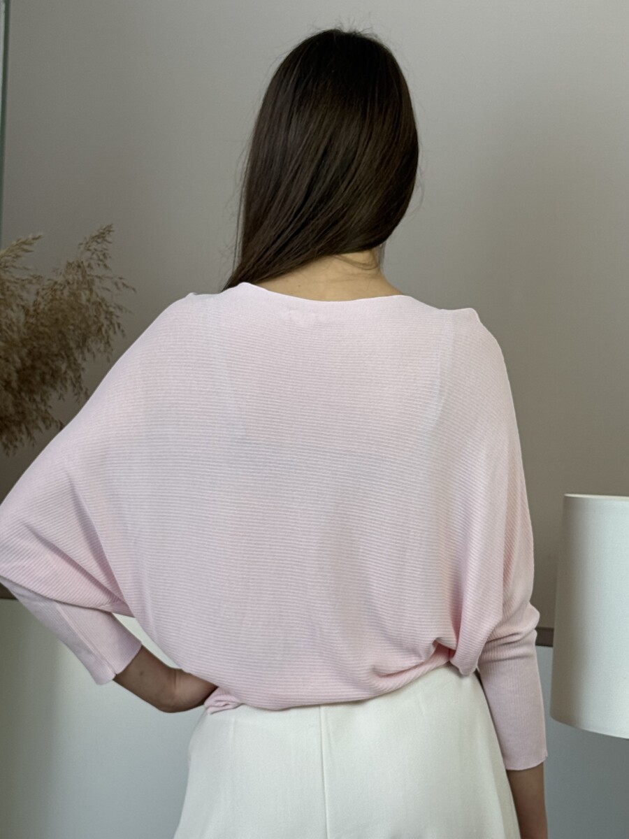 Vékony denevérujjú pulóver - rózsaszín - Kép 12