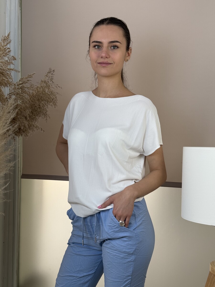 Rövid ujjú vékony felső - fehér - Kép 3