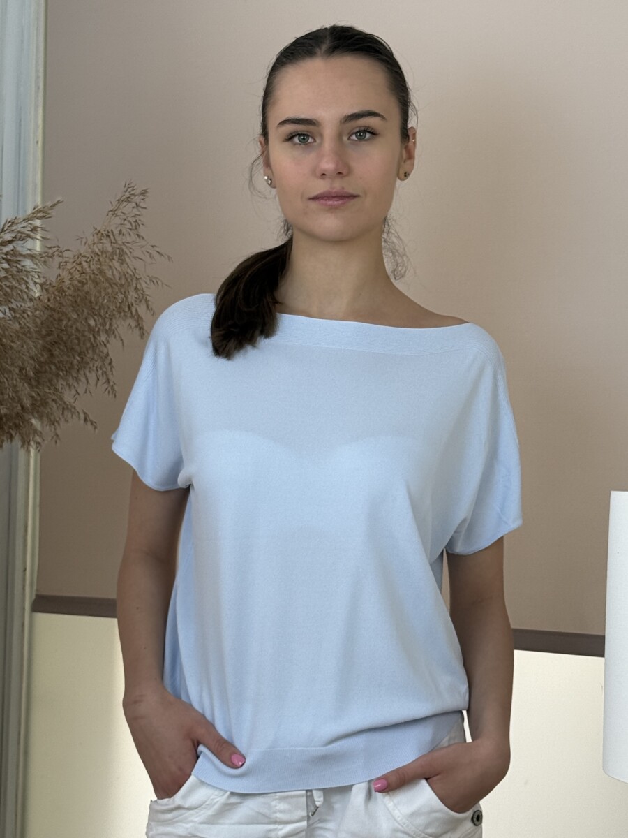 Rövid ujjú vékony felső - világoskék - Kép 10