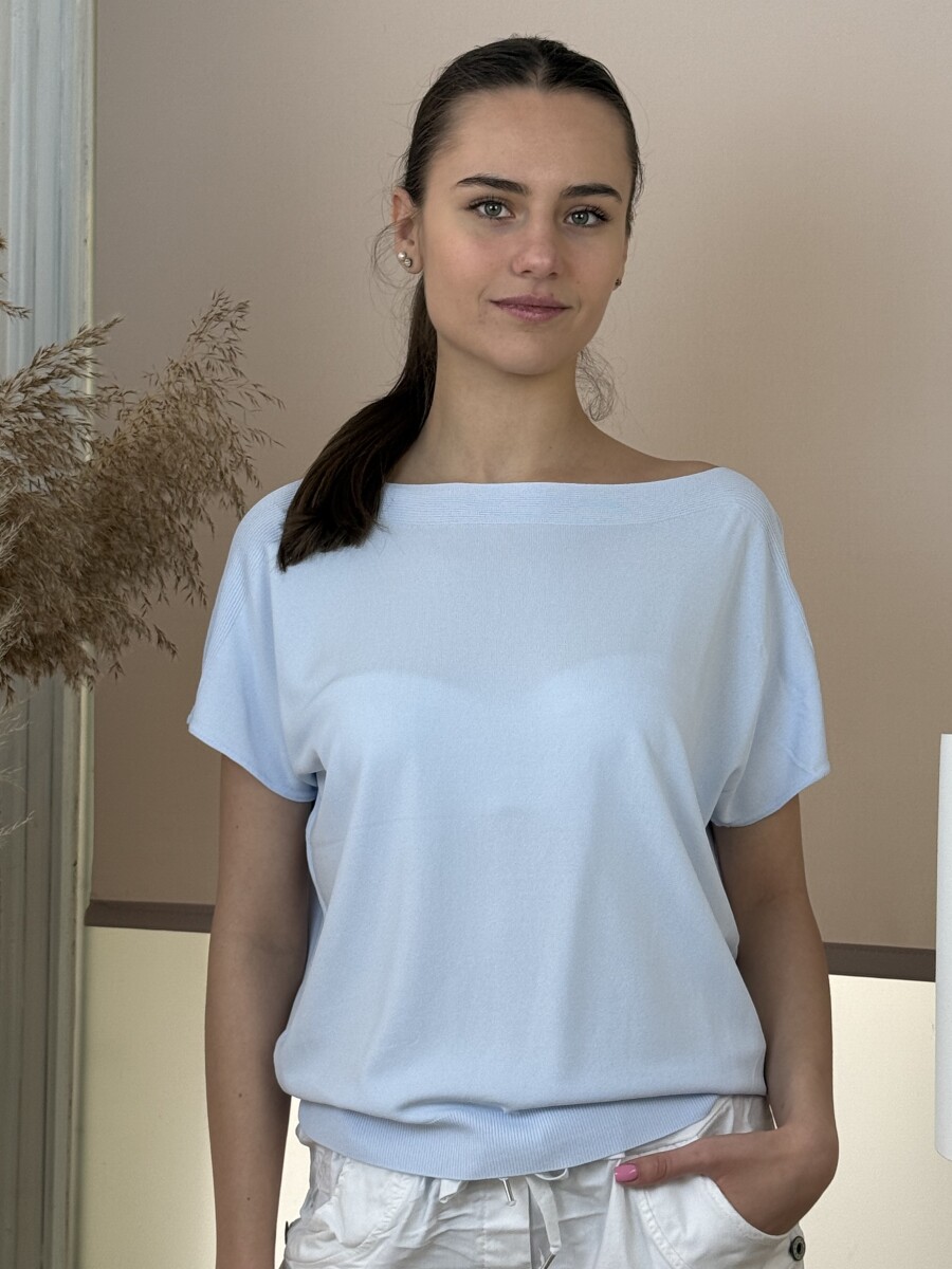 Rövid ujjú vékony felső - világoskék - Kép 2