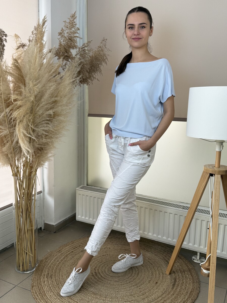 Rövid ujjú vékony felső - világoskék - Kép 3