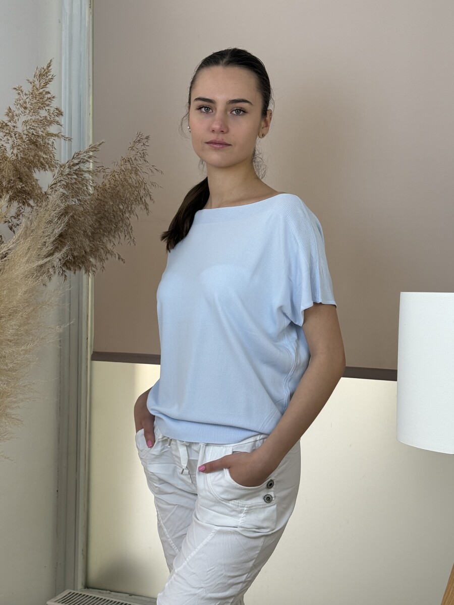 Rövid ujjú vékony felső - világoskék - Kép 4
