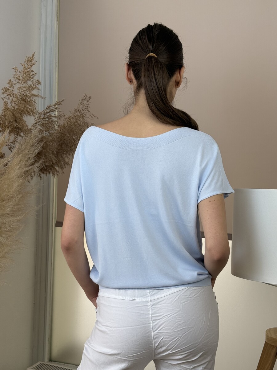 Rövid ujjú vékony felső - világoskék - Kép 8